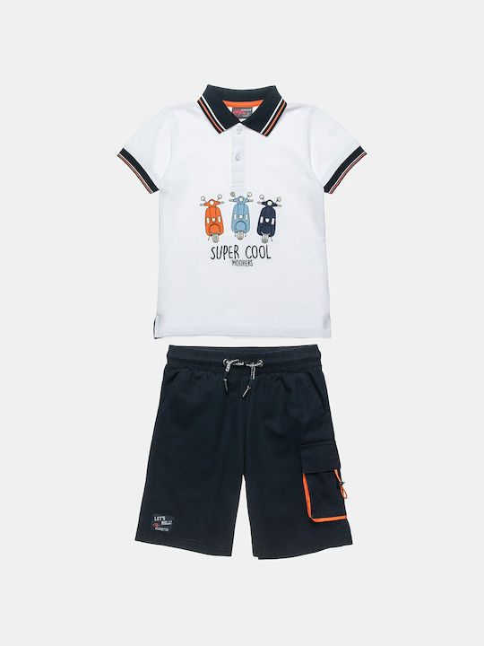 Alouette Kids Set with Shorts Summer 2pcs White Moovers Κέντημα