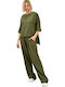 Femei Olive Set cu Pantaloni cu elastic