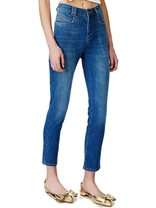 Hoch tailliert Damenjeans in Gerader Linie Blue