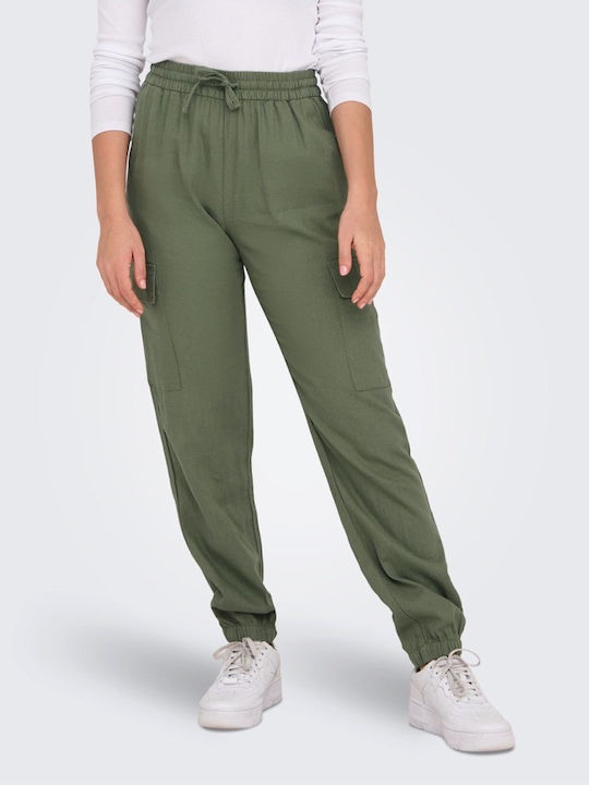 Only Femei Tesatura Pantaloni Cargo GREEN