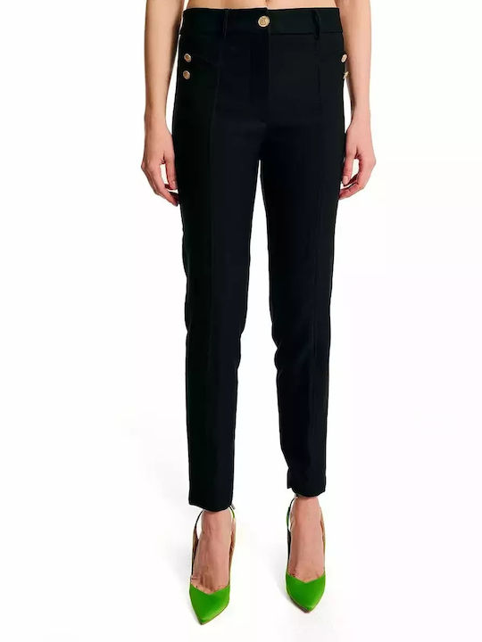 Forel Femei Tesatura Pantaloni cu Croială Slim Black