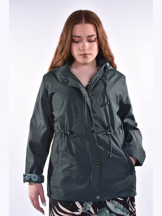 Raiden Scurt Jachetă de femei Puffer pentru iarnă Verde