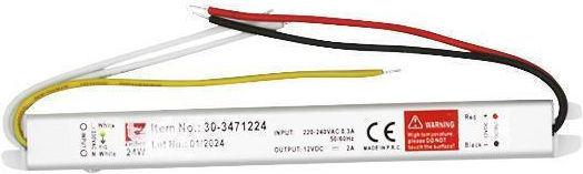 Adeleq Narrow Power Supply for LED Strips 240v/12vdc 24w Ip20 178x18x18mm 30-3471224