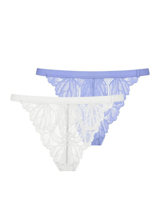 Dorina Γυναικεία String 2Pack με Δαντέλα Λευκό-...