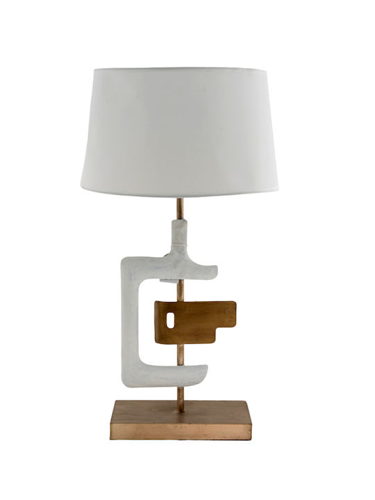 Zen Collection Metal Table Lamp with White Shade and Gold Base