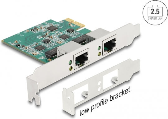 Delock Pci Express X1 карта за 2 X Rj45 2.5 Gigabit Lan Rtl8125 88101