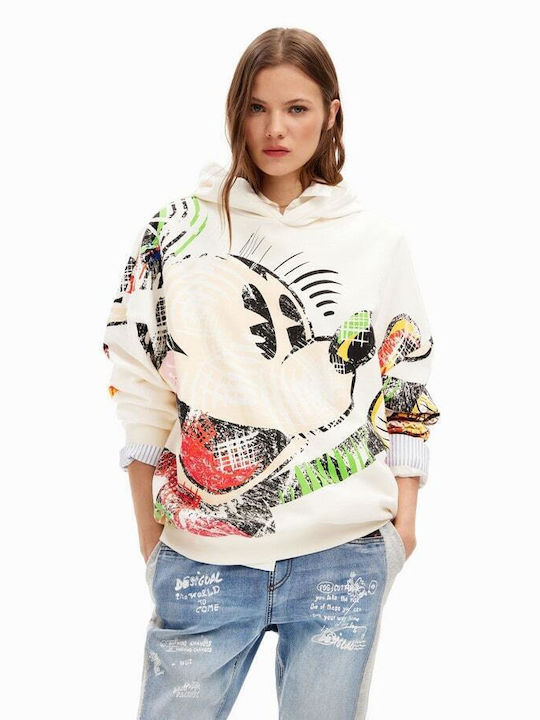 Desigual Mickey Mouse Women's Hooded Sweatshirt White