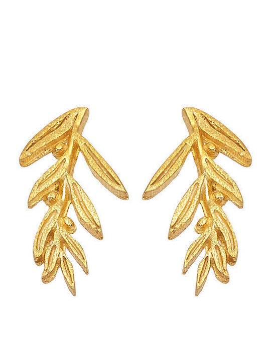 Olivenblatt-Ohrringe aus Gold 14K S/M63