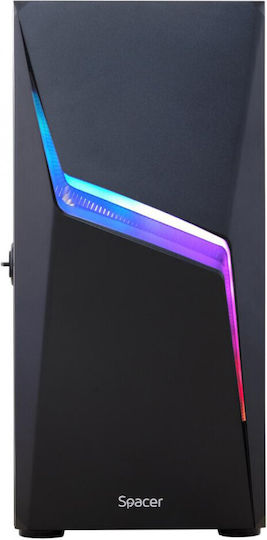 Spacer Thunder Gaming Middle Tower Cutie de calculator cu iluminare RGB Negru