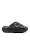 Wikers Leather Women's Flat Sandals in Black Color