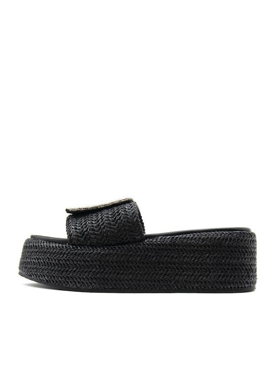 Leather Women's Flat Sandals Black
