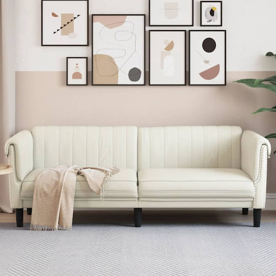 Dreisitzer Samt Sofa Beige 203x77x74cm