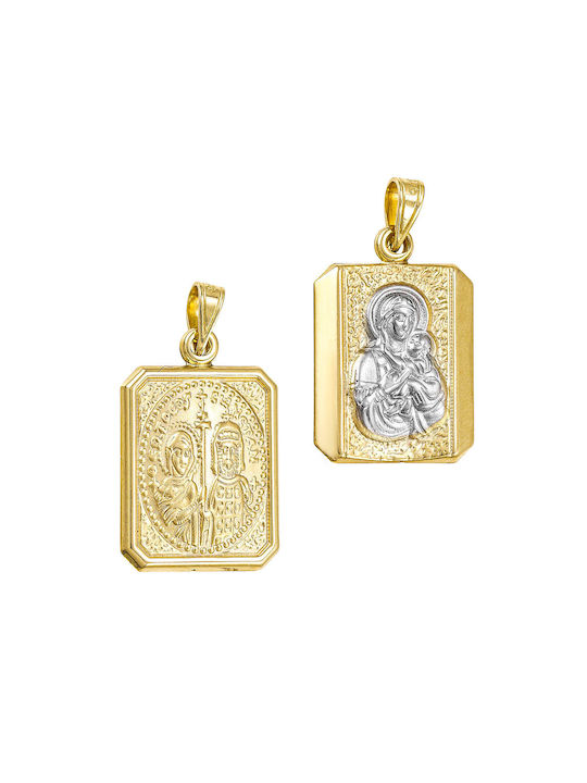 Pendant Kids Talisman Double Sided Constantine from Gold 14K AMU100TH14