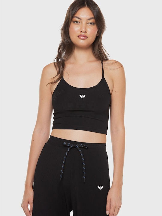 Rise & Vibe Women's Athletic Crop Top with Straps Black