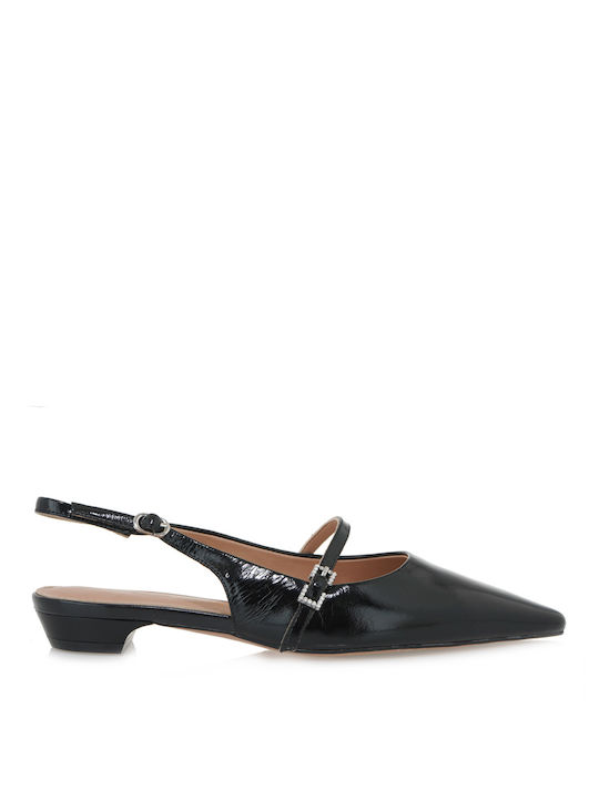 Alessandra Bruni Leather Pointy Slingback Ballerinas Black