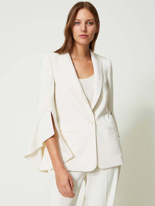 Twinset Damen Krepp Blazer Beige