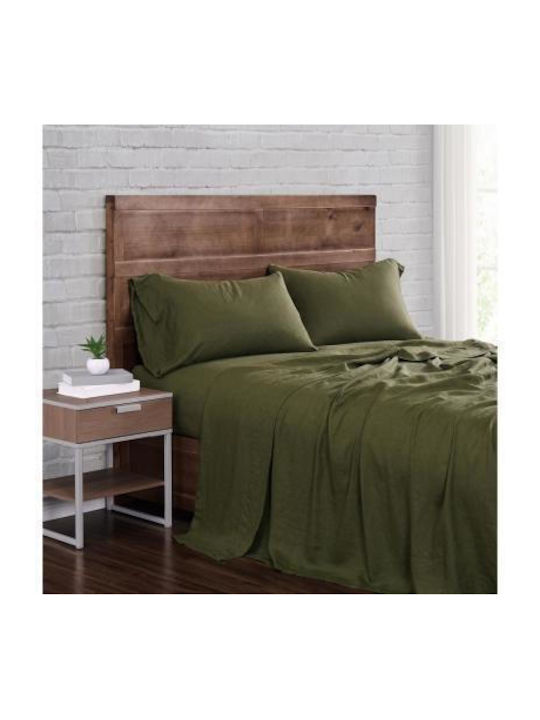 Linea Home Σετ Σεντόνια Μονά 160x220εκ. Χακί (3τμχ)