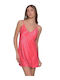 Milena by Paris Summer Satin Women's Nightdress with String Red