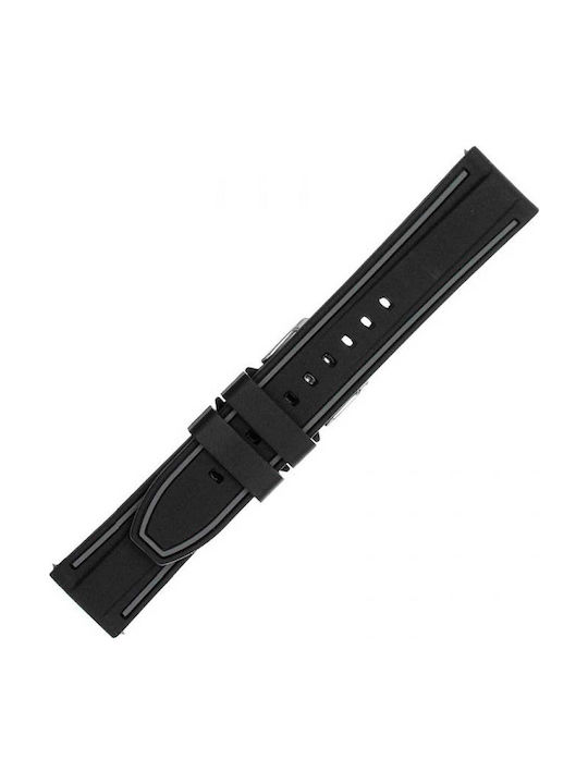Rubber Strap Black Grey 20mm Kostelo