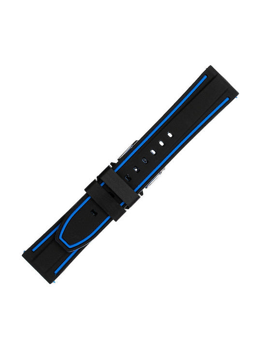Rubber Strap Black Blue 20mm Kostelo