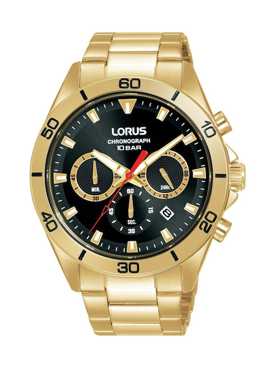 Lorus Sports Chronograph Watch Yellow Gold Steel Brass Chronograph Rt340kx9