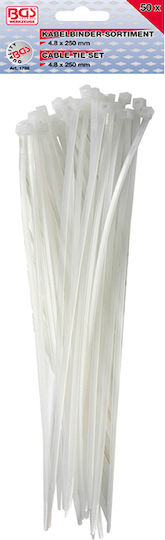 BGS Technic Plastic Cable Ties 250mm x 4.8mm in White Colour (50 pcs) BGS-1788