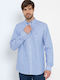 The Bostonians Men's Shirt Long Sleeve Striped White/blue