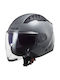 LS2 Copter Solid Gloss Nardo Grey Κράνος Μηχανής Jet ECE 22.05 1250gr με Sunvisor