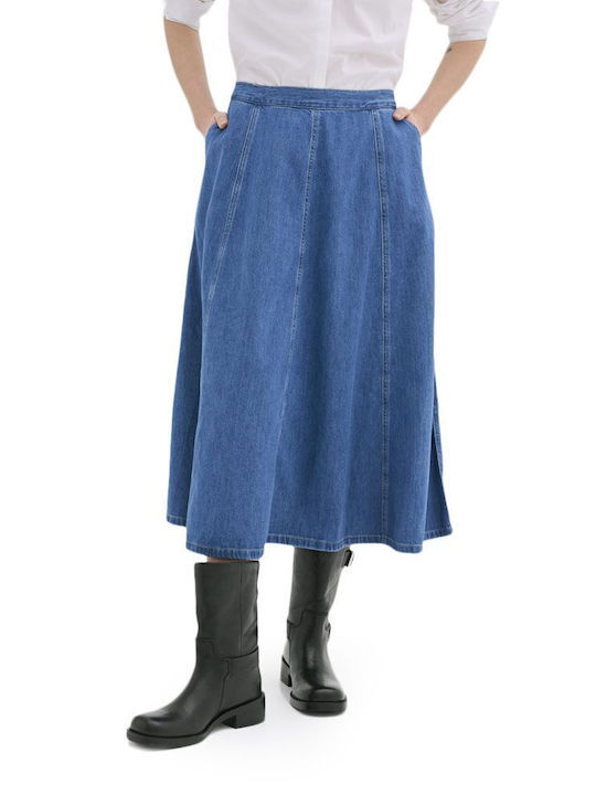 My Essential Wardrobe Denim Midi Rock in Blau Farbe