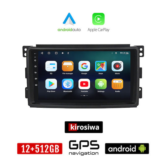 Kirosiwa Auto-Audiosystem für Smart FürVier / FürZwei 2004-2007 (Bluetooth/USB/WiFi/GPS/Apple-Carplay/Android-Auto) mit Touchscreen 9"