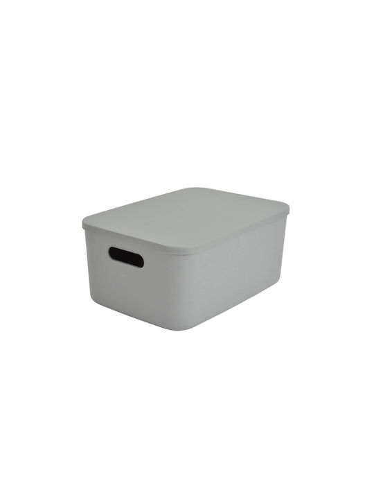 Plastic Storage Box with Lid Gray 34.9x24.8x15.5cm 1pcs