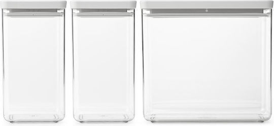 Brabantia Комплект 3 Бройки Вази За Обща Употреба с Капак Пластмасови Сиви 1600мл 3 Бройки