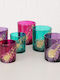 MSA MSA Kerzenhalter Glas in Lila Farbe 3 Stück Verschiedene Designs