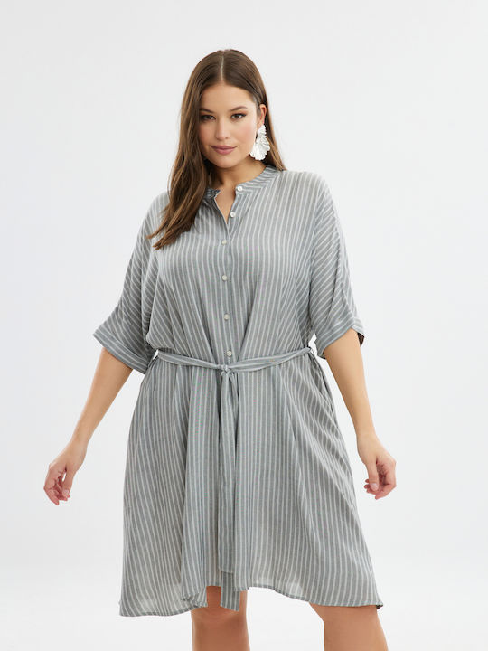 Mat Fashion Midi Shirt Dress Dress striped