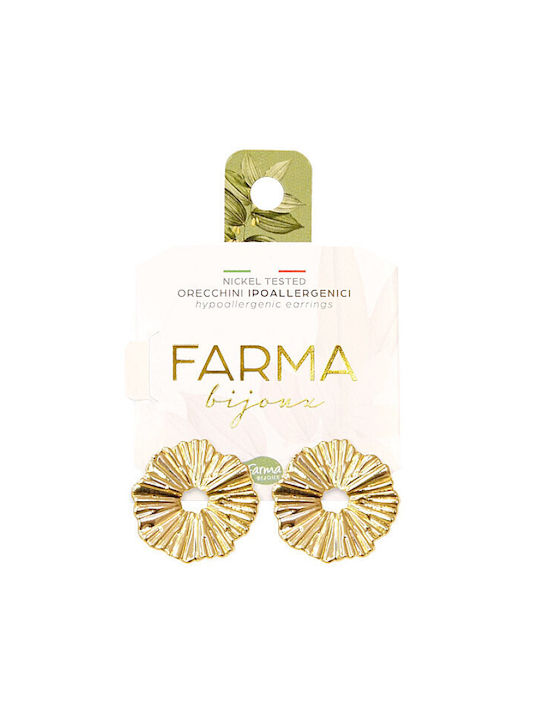 Farma Bijoux Gold Plated Round Waves Earrings 18mm