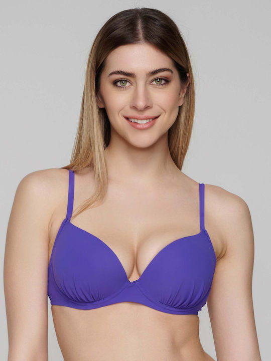 Luna Padded Bikini Bra with Adjustable Straps Purple