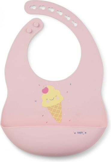 Saro Wasserdicht Lätzchen Silikon mit Taste & Tasche Pink