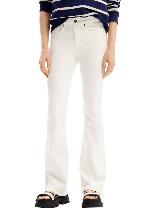 Ohio Women's Jean Trousers Flared Push Up White