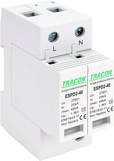 Tracon Electric Αντικεραυνικό Πίνακα Τύπου T2 Διπολικό