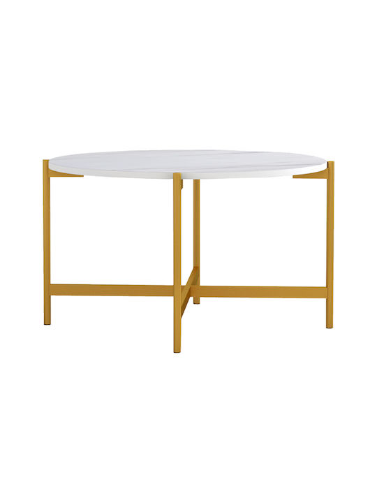 Round Coffee Table Aisle White Marble-Gold L80x...