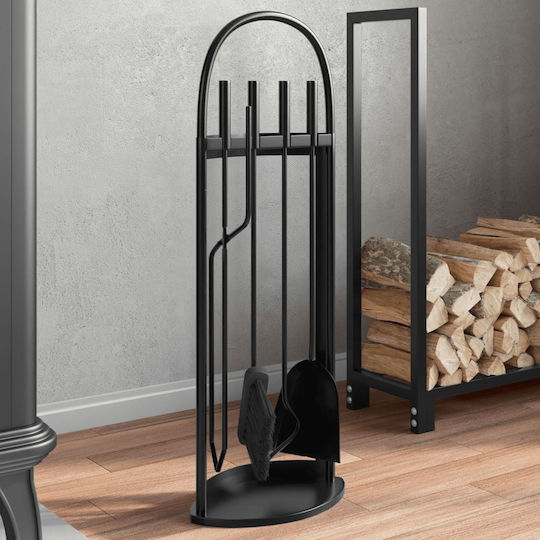 vidaXL Fireplace Tool Set with Stand Holder Black