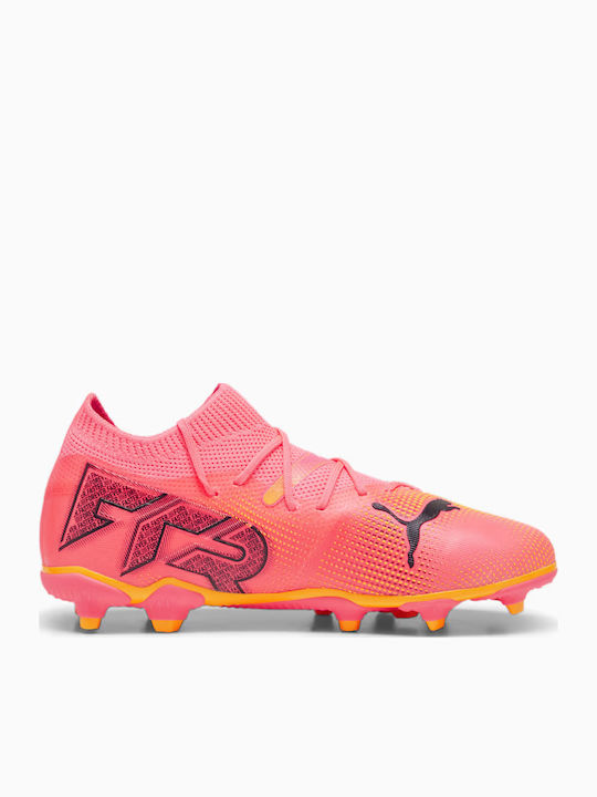 Future 7 Match FG/AG Kids Soccer Cleats & Shoes with Molded Pink Outsole