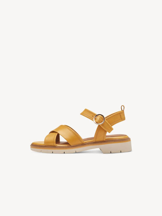 Tamaris Leather Women's Flat Sandals in Yellow ...