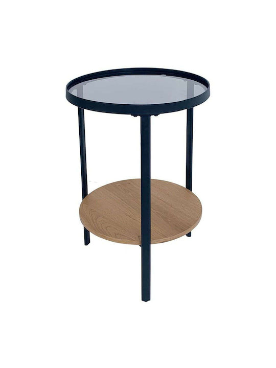 Round Side Table Accordo Glass Black L40xW40xH55cm