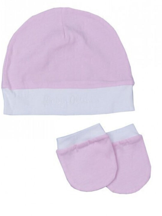 Oliver Baby Mütze & 2 Handschuhe Set Rosa Weiß