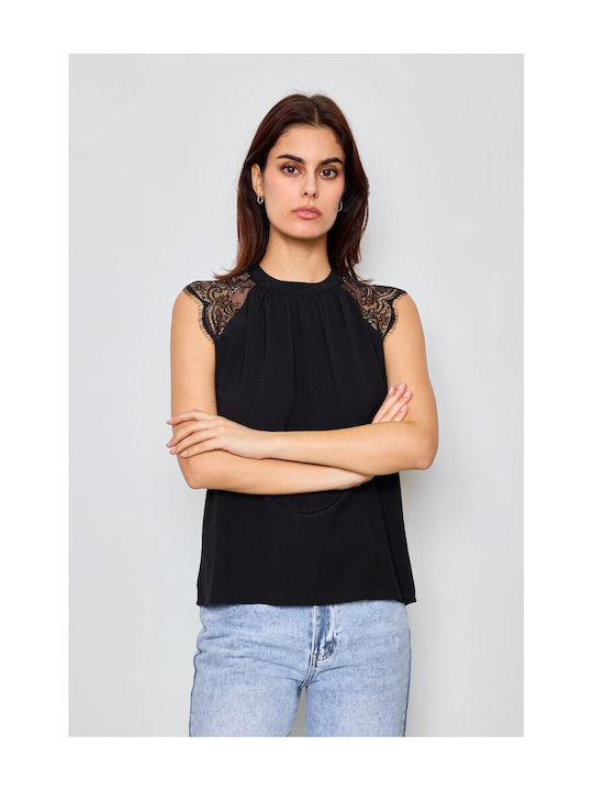 Lovie & Co Damen Bluse Schwarz