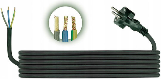 PAWBOL Netzkabel mit Durchmesser 3x1mm² in Schwarz Farbe 1m 1Stück