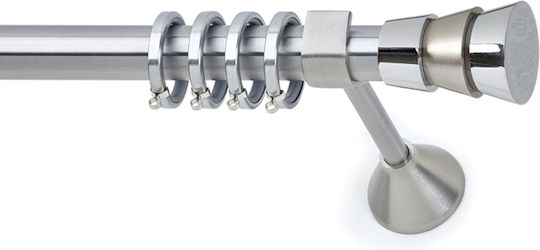 Anartisi Metallisch Vorhangstange Inox Doppel mit Stange Φ25mm 240cm Nickel Satin
