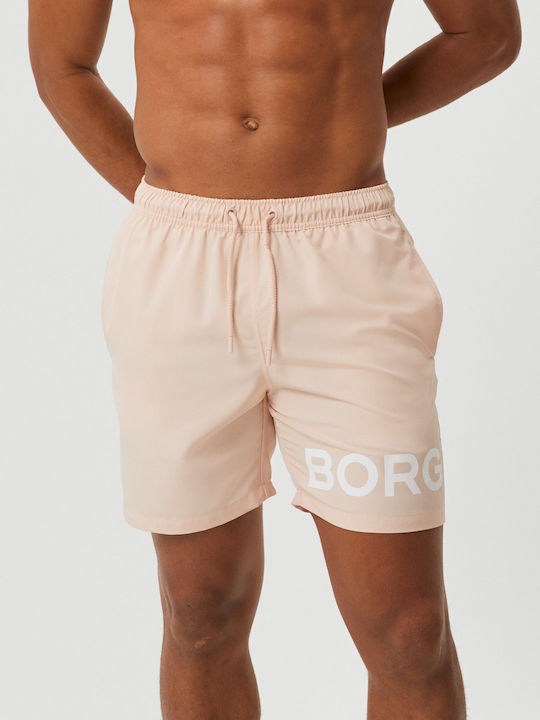 Björn Borg Ανδρικό Μαγιό Σορτς Cream Tan με Σχέδια