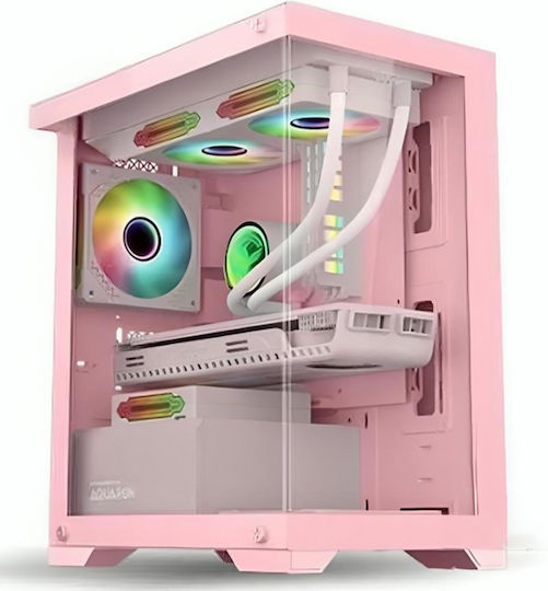Armaggeddon Aquaron Gaming Midi-Turm Computergehäuse mit Seitenfenster Rosa